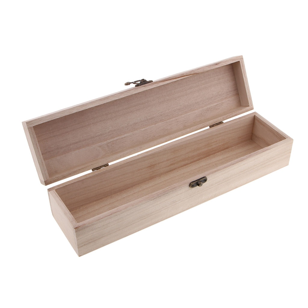 Simple Rectangle Natural Wood Jewelry Storage Wooden Box with Clasp