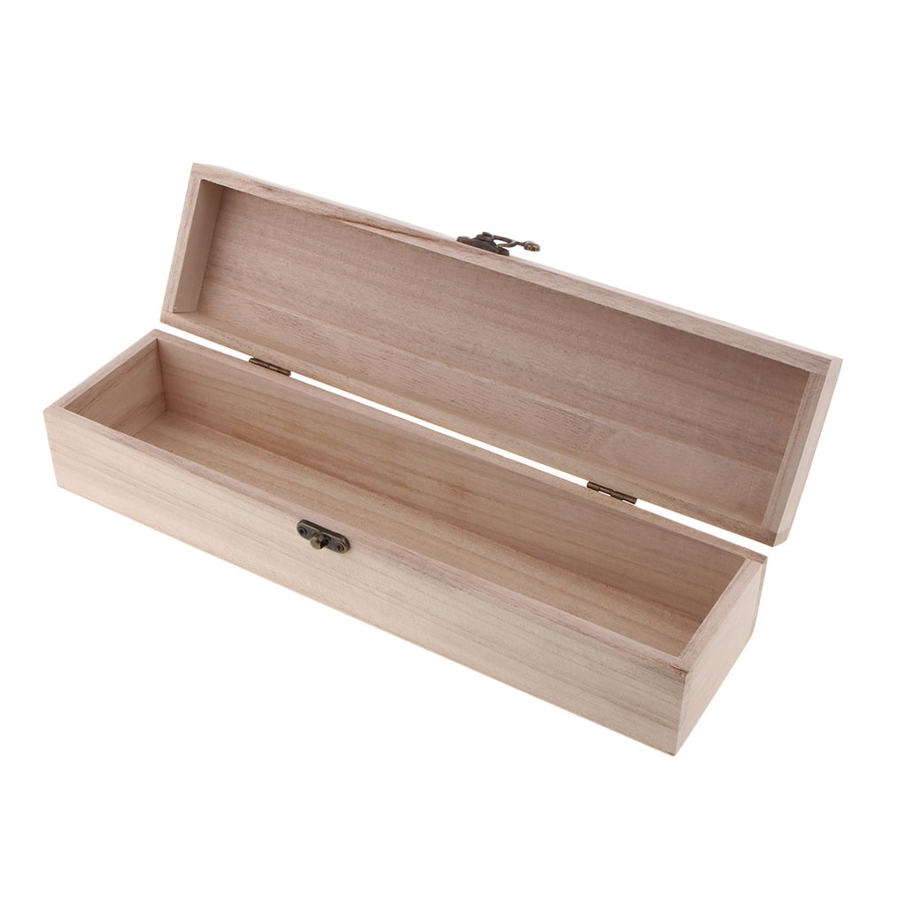 Simple Rectangle Natural Wood Jewelry Storage Wooden Box with Clasp