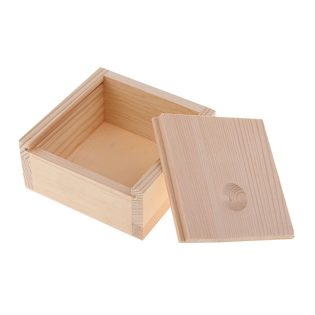 Plain Unpainted Wooden Box,Tea Storage Box,Jewelry Box,Home Organizer Case Push And Pull Lid